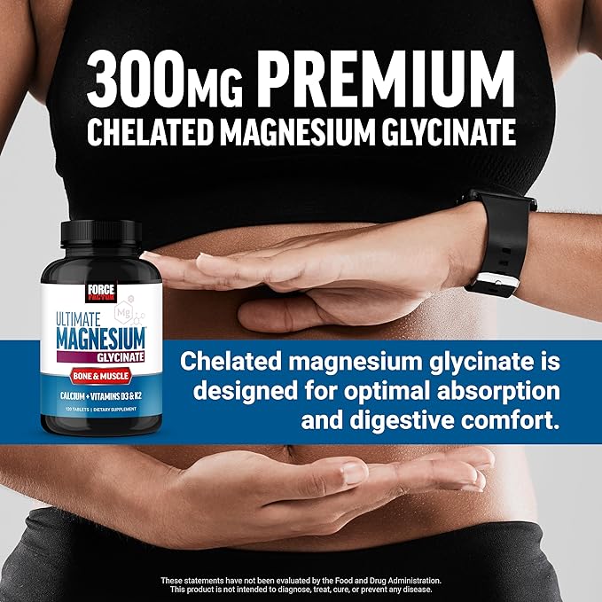 Force Factor Akkermansia Probiotics &amp Postbiotics with 1 Billion AFUs Akkermansia Muciniphila Prebiotics &amp Chromax Chromium Ultimate Magnesium Glycinate Bone Strength 120 Tablets