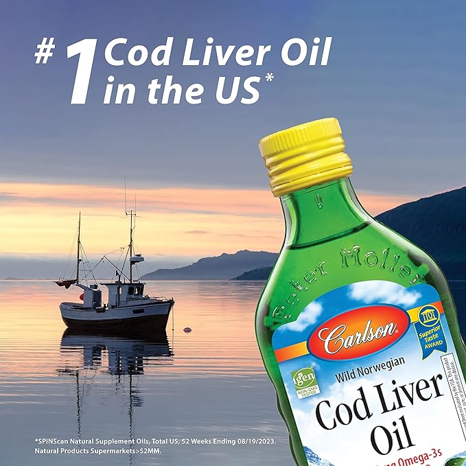 Carlson - Cod Liver Oil Gems Low Vitamin A 230 mg Omega-3s Norwegian Wild Caught Sustainably Sourced 150 Softgels