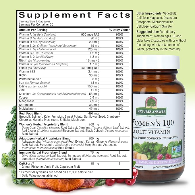 Nature's Answer Women's 100 Multivitamin 60 Vegetarian Capsules