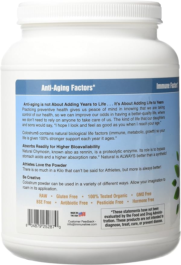 100% Pure Bovine Colostrum Powder (Grass-Fed) | High IgG for Immune Support &amp Gut Health | Anti-Aging | Colostrum Supplement for Adults &amp Kids | 2.2lb | 661 Servings