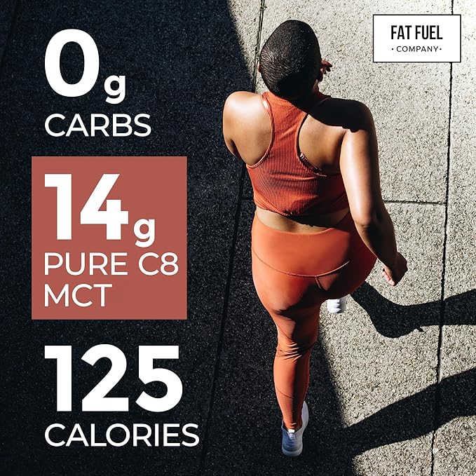 Fat Fuel C8 MCT Oil - Pure and Organic Body Fuel from Coconuts Keto Supplement for Energy and Focus - 16 Fl Oz