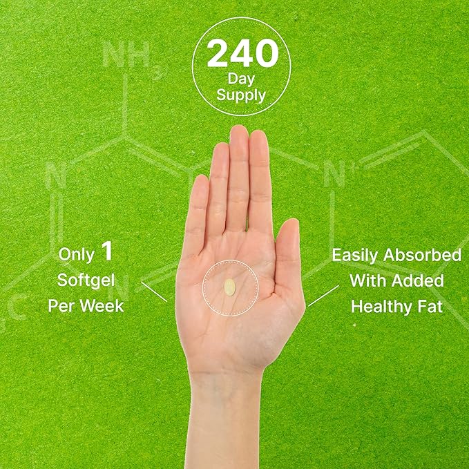 DEAL SUPPLEMENT Vitamin D3 50000 IU + K2 MK7 200mcg Softgels 240 Count | 2-in-1 Complex with Virgin Coconut Oil | Supports Heart Bone Teeth &amp Immune Health | Easy to Swallow