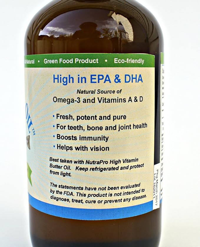 Virgin Cod Liver Oil - 8 Fl oz Natural Sustainably sourced Wild Caught &amp Fresh Tasting. High in Vitamin D Omega 3 DHA/EPA (Lemon and Peppermint Flavored)