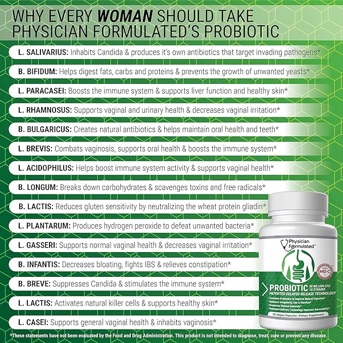 Probiotics for Women &amp Men - 50 Billion 15 Strains Slow Release DR Capsules &amp Prebiotics to Improve Digestive Health Immune Support Supplement Full Month Supply