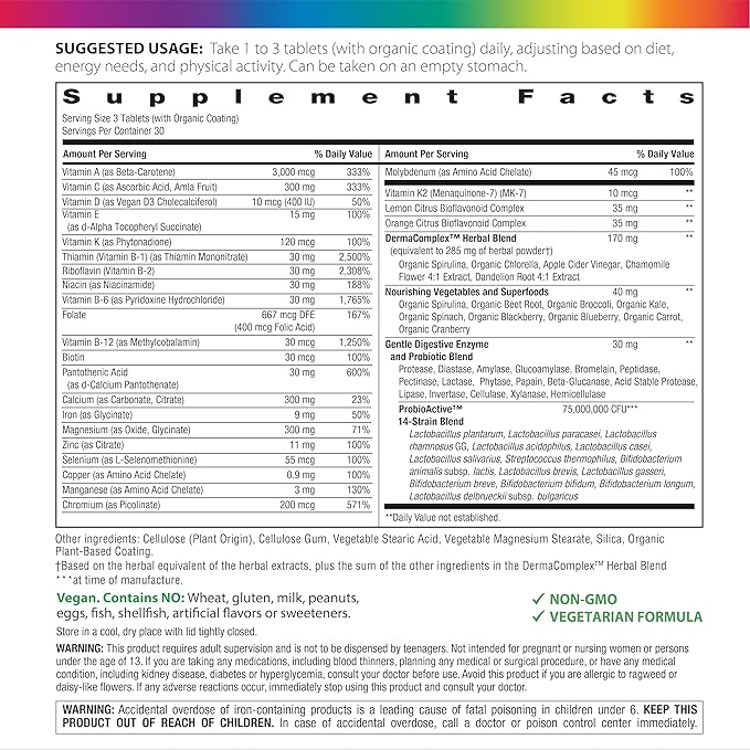 Rainbow Light Multivitamin for Teens Vitamin C Zinc &amp B Complex Supports Brain Health Nerve Function and a Strong Immune System Gluten Free Vegetarian Fruit Punch 90 Tablets