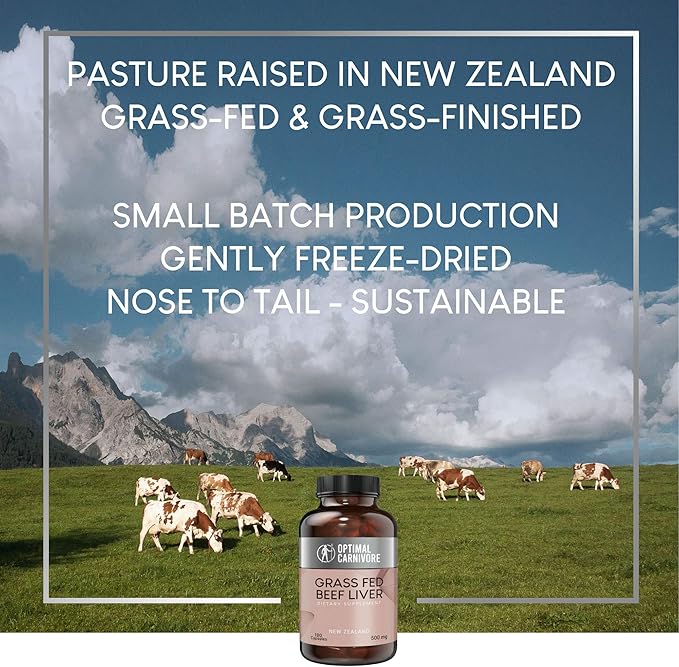 Optimal Carnivore Grass Fed Beef Liver Capsules Freeze Dried in Convenient Pills 180 Capsules Desiccated Supplement