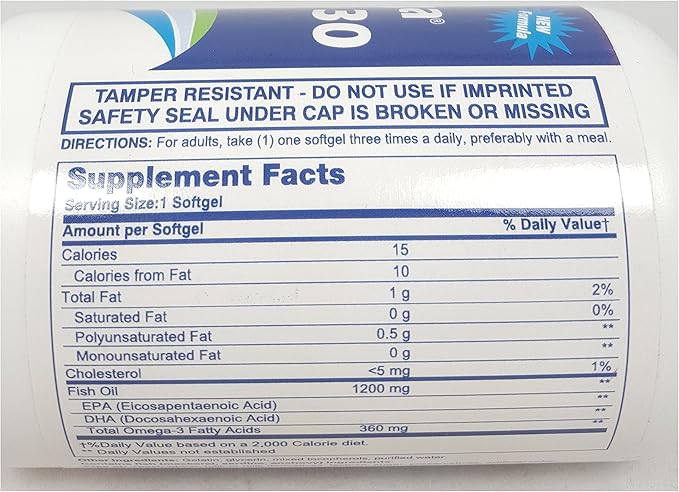 Rugby Sea-Omega 30 1200mg 100 Softgels Per Bottle (3 Bottles)