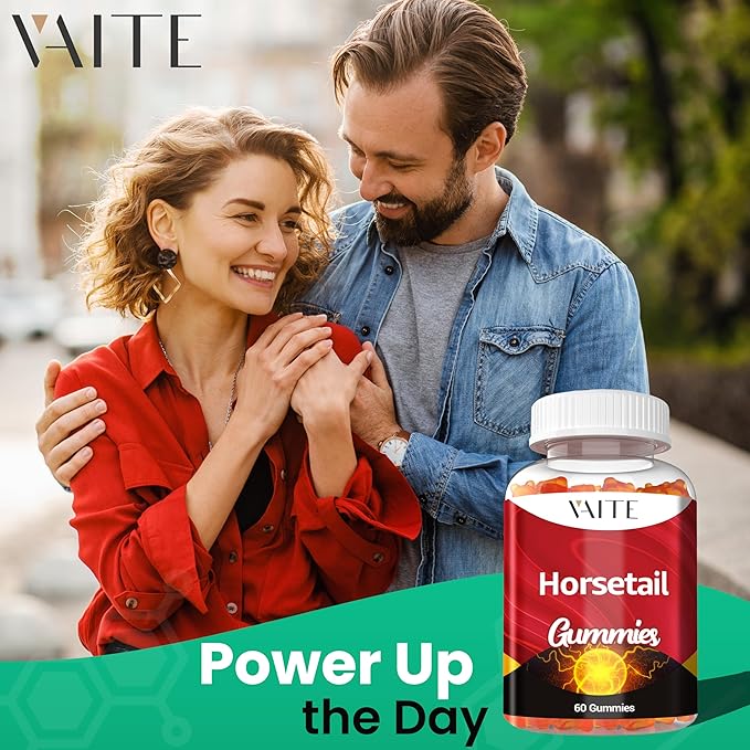 VAITE Horsetail Herb Hair Growth Gummies – Silica &amp Antioxidant Supplement with Horsetail Extract for Stronger Hair Skin &amp Nails Non-GMO Gluten-Free – Cola de Caballo Hierba – 60 Vegan Chew