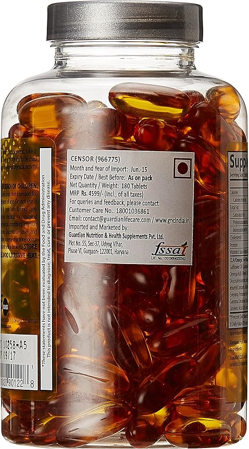Censor - Fat Loss and Body Toner with CLA Fish Oil Safflower and Omega 3-6-9 Blend - Dietary Supplement for Improved Energy Metabolism and Health - 180 Softgels