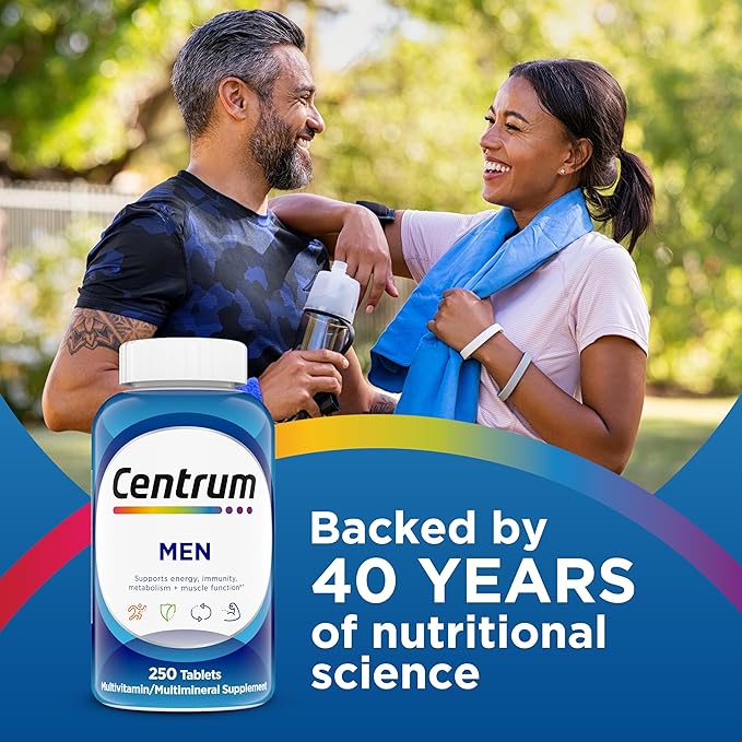 Centrum Multivitamin for Men Multivitamin/Multimineral Supplement with Vitamin D3 B Vitamins and Antioxidants Gluten Free Non-GMO Ingredients - 250 Count