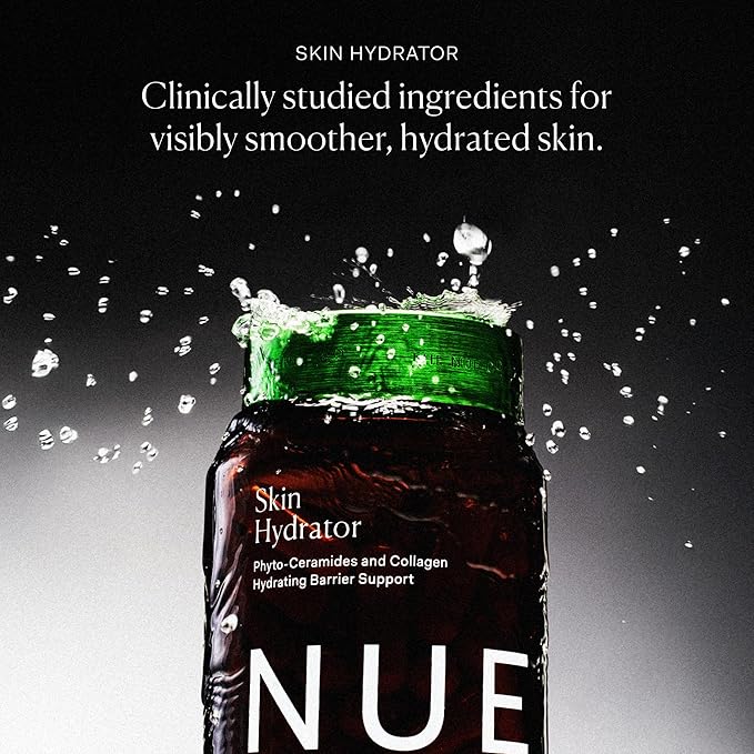 The Nue Co. Skin Hydrator Supplement - Daily Skin Support with Hydrolyzed Collagen Aloe &amp Hyaluronic Acid - Gluten Free Supplement for Radiance and Hydration Support | 30 Capsules