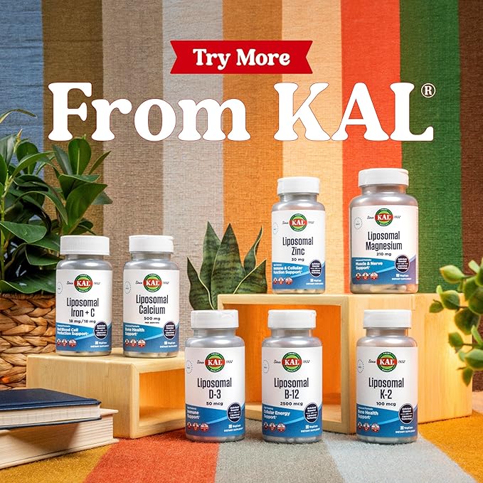 KAL Liposomal Calcium 500 mg High Absorption Calcium Supplement Essential Calcium Support Vegan Gluten Free No Soy 30 Servings 90 VegCaps