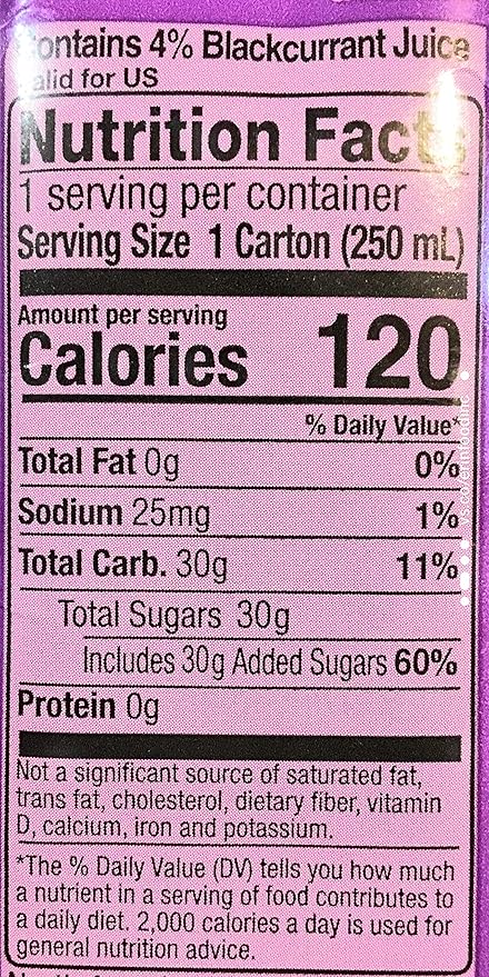 Vita Blackcurrant Juice Drink 8.45 Fl Oz (18 Pack)