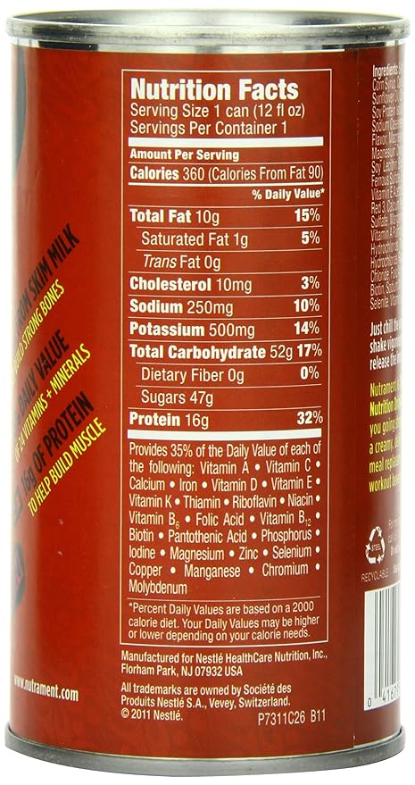Nutrament Energy and Fitness Drink Strawberry 12 Ounce Cans (Pack of 12)