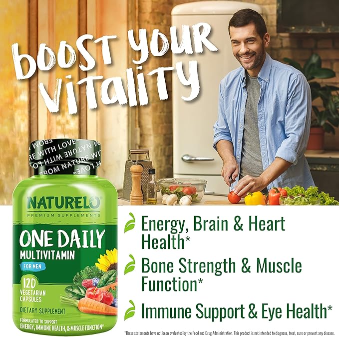 NATURELO Probiotics for Digestive Health - 60 Vegetarian Capsules and One Daily Multivitamin for Men 120 Vegetarian Capsules Bundle