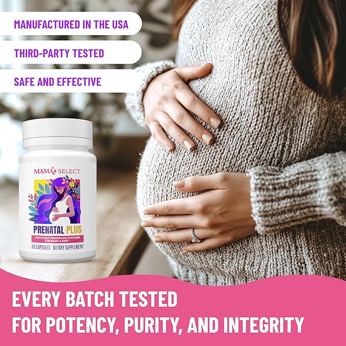 Mama's Select Prenatal Vitamins for Women – Allergen-Free MTHFR Friendly Methylated Folate &amp B Vitamins Easy-to-Digest Supports Fetal Development Once Daily Vegan No Biotin