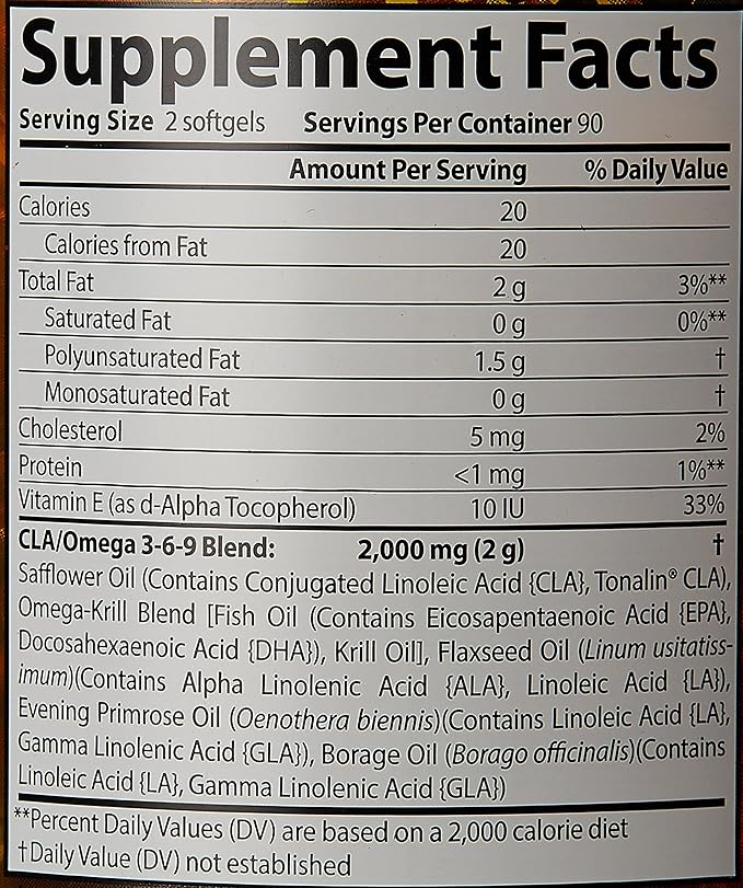 Censor - Fat Loss and Body Toner with CLA Fish Oil Safflower and Omega 3-6-9 Blend - Dietary Supplement for Improved Energy Metabolism and Health - 180 Softgels