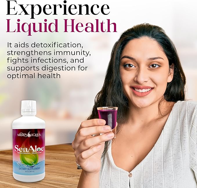 Nature's Liquids Aloe Vera Juice Oceanic Elixir - Proprietary Botanical Blend for Thyroid Digestion and Immune Support 32oz (Pack of 2)