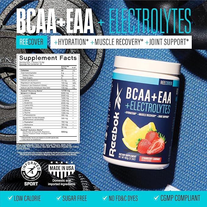 Reebok REEenergize &amp REEcover Bundle | Pre-Workout + BCAA Recovery System | Watermelon Crush &amp Strawberry Lemonade | Train &amp Recover Pack