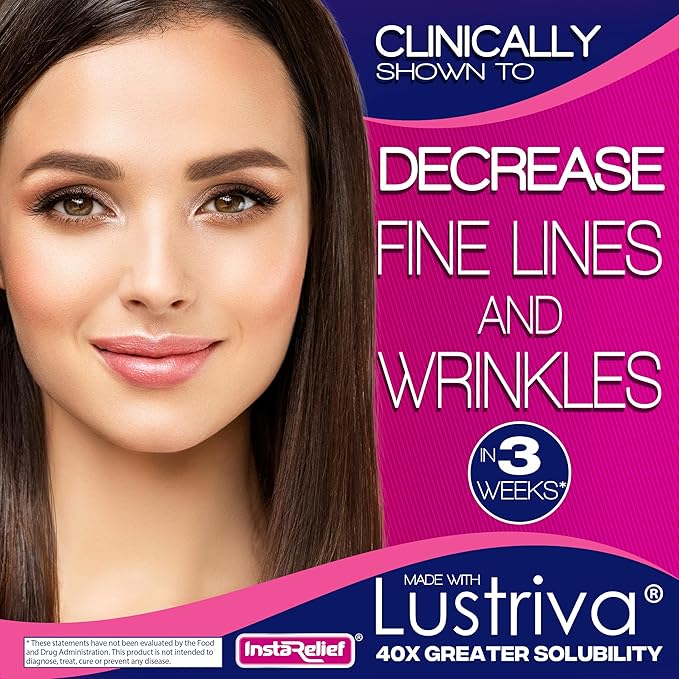 InstaRelief® Hair Growth with Lustriva® - Clinically Shown to Grow Thicker Healthier Hair in 3 Weeks Reduce Wrinkles and Fine Lines with Biotin Silicon and Arginine 60 Tablets