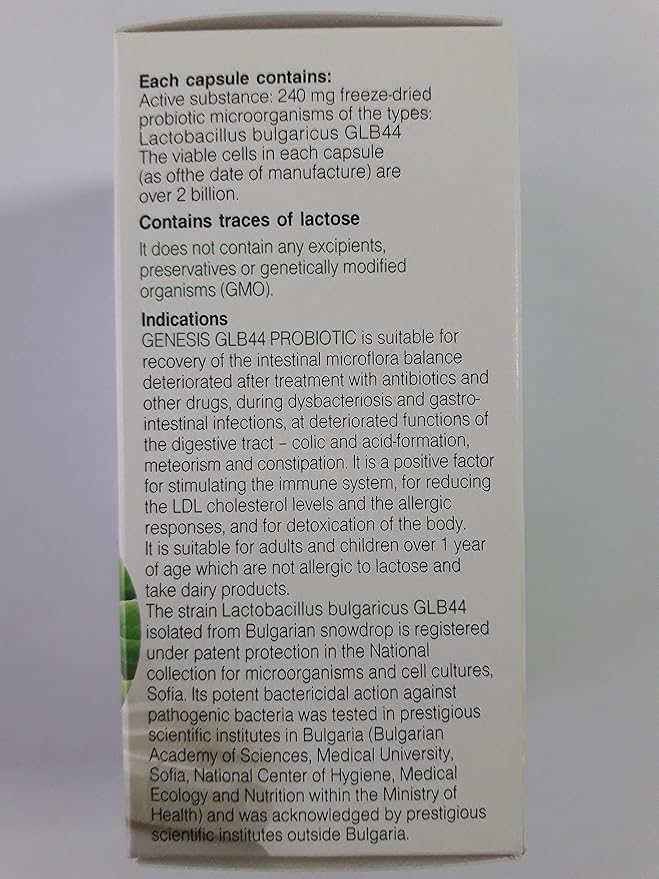 Super Pack of 2 Genesis Probiotics: Genesis Bifidobacterium Complex BB Probiotic 30 Capsules of 240 mg and Genesis LB Probiotic 30 Capsules of 240 mg