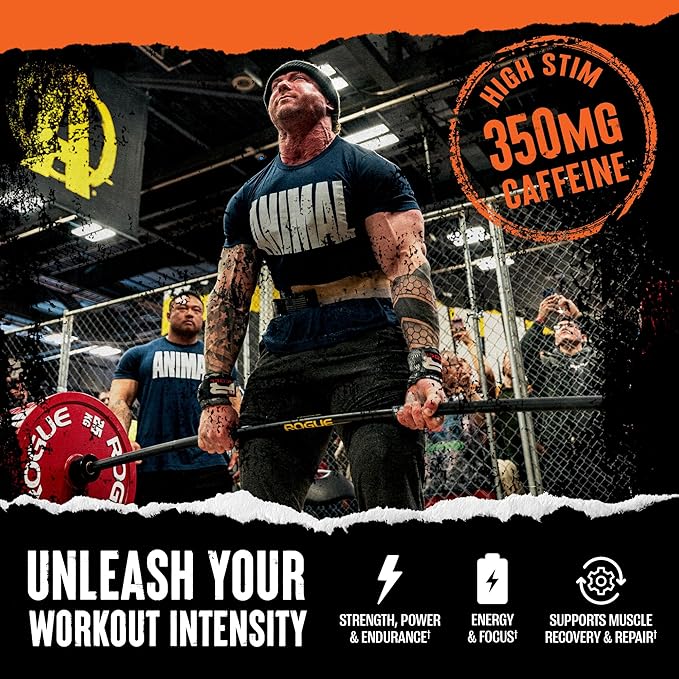 Animal Fury Pre Workout Powder - Green Apple 350mg Caffeine BCAA Amino Acids 2g Beta Alanine Citrulline &amp Tyrosine Energy Focus Strength Endurance Preworkout for Men &amp Women 30 Servi