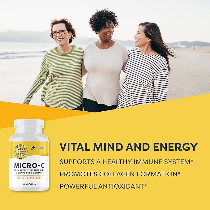 Vimergy Micro-C® Vitamin C Capsules – 500mg per Capsule Supports Immune Health* Promotes Collagen Production Supports Healthy Bones* Kosher Vegan &amp Gluten-Free Travel Size 90 Capsules