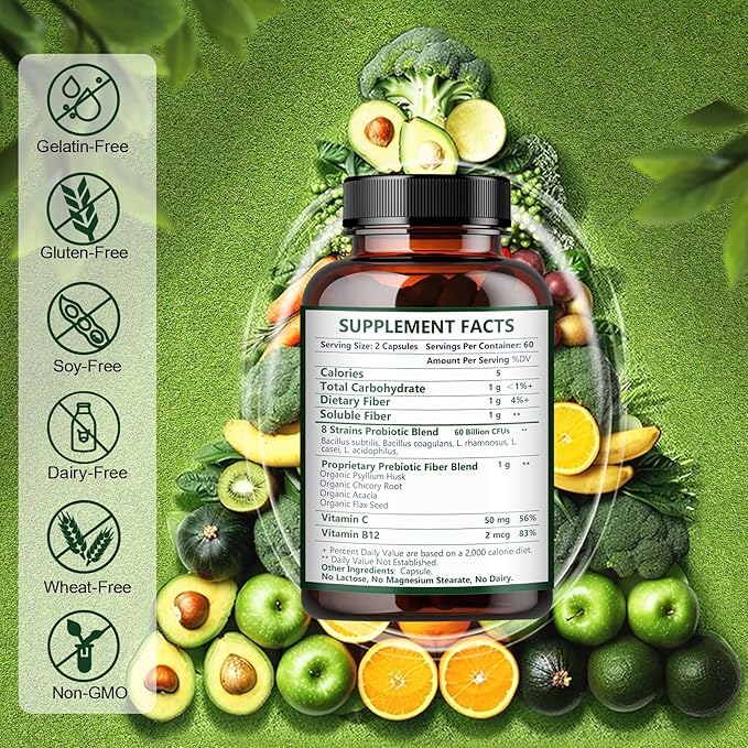NATURE TARGET Probiotics for Women-Men-Kids Digestive Health with Fiber