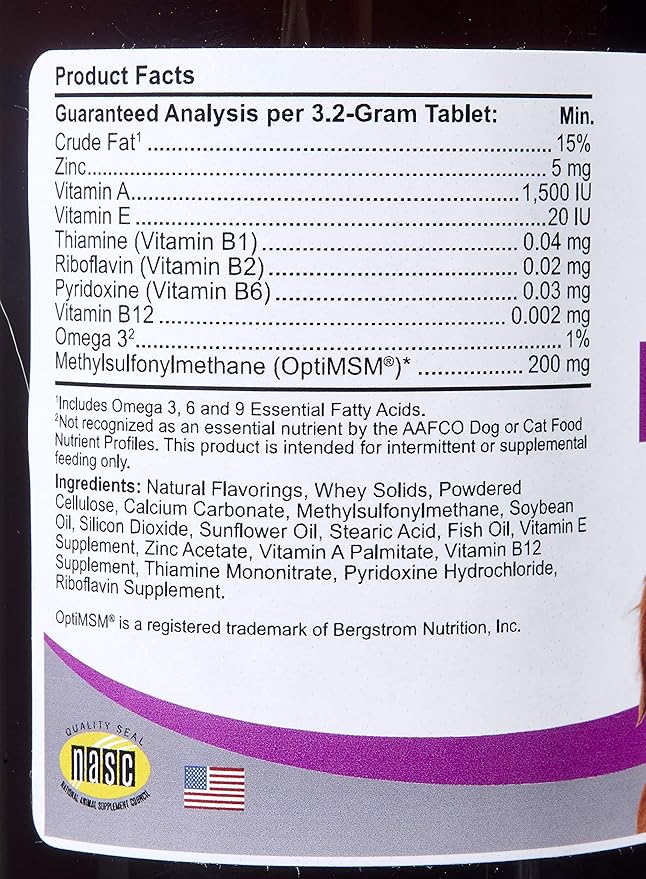 Kala Health Comfort DermGard Skin and Coat Supplement for Dogs 60 Count Supports Healthy Skin Shiny &amp Reduce Excessive Shedding Contains MSM Fish Oil &amp Omega 3 6 and 9 Essential Fatty a