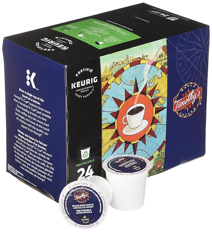 Timothy's World Coffee Sugar Bush Maple 24-Count K-Cups for Keurig Brewers (Pack of 2)