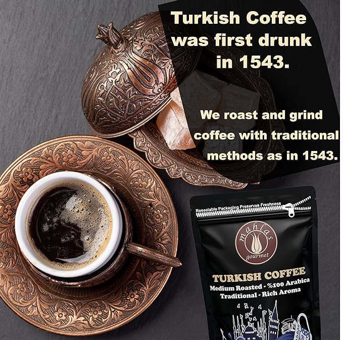 Mahlas Gourmet Turkish Coffee With Mastic - Premium Quality Freshly &amp Finely Ground 100% Arabica Coffee Beans