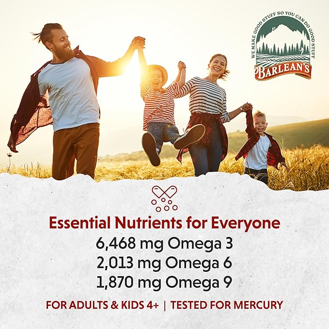 Barlean's Total Omega 3 6 9 Liquid Fish Oil Supplement with Borage and Flaxseed Oil 6468 mg of Omegas EPA DHA ALA and GLA for Joint and Heart Health 16 oz