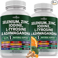 NEW AGE Selenium Zinc Iodine L Tyrosine Ashwagandha - Supplement for Women and Men with Bladderwrack Turmeric Silica Kelp Schisandra - 120 Count