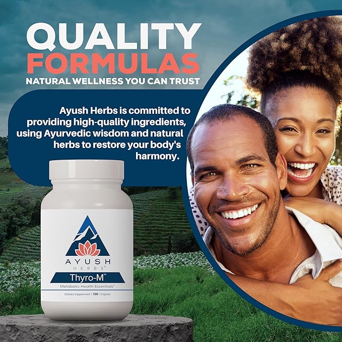 Ayush Herbs Thyro-M - Thyroid Support for Women &amp Men Thyroid Health Thyroid Care with L Tyrosine Ashwagandha Kelp Natural Energy Support - 120 Vegetarian Capsules (1 Count)
