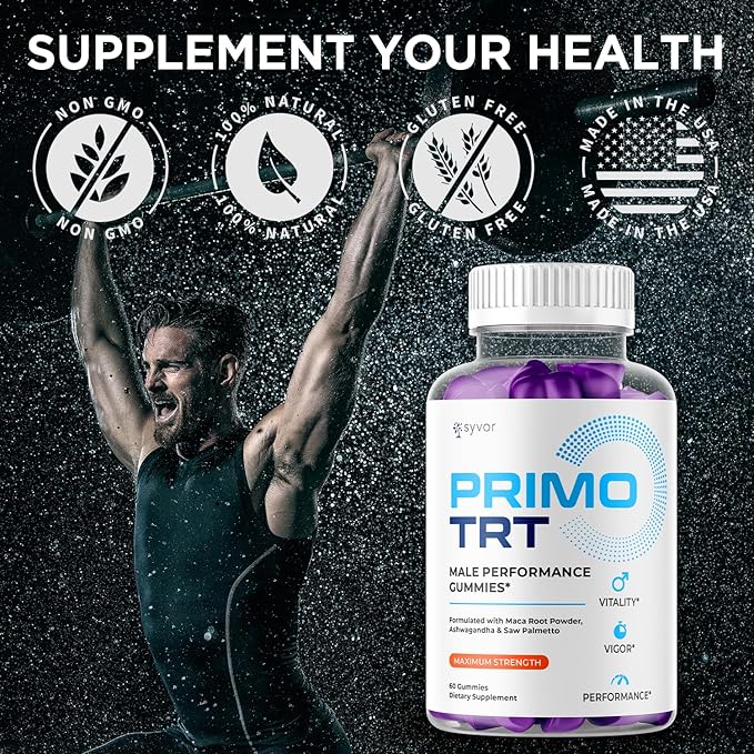 (3 Pack) Primo TRT Gummies for Men Official Primo TRT Male Performance Gummys with Maximum Strength Ingredients Advanced PrimoTRT Male Health Support Supplement with Premium Vitamins (180 Gummies)