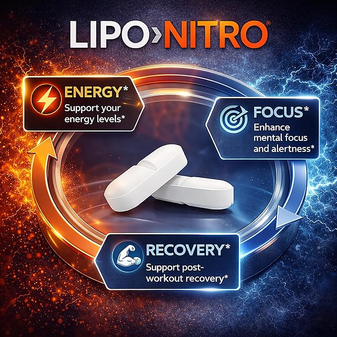 LipoNitro® Thermo-Burn Diet Pills with Nitro Energy Dietary Supplement Manufactured in USA - 120 White Tablets