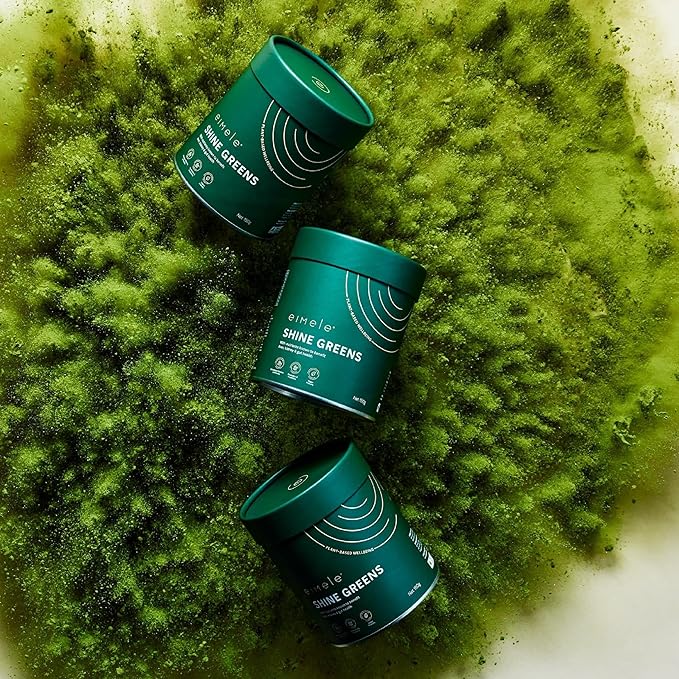 eimele | Shine Greens | Plant-Based Superfood Greens Powder for Gut Health | Supports Energy Digestion &amp Immunity | Packed with Antioxidants Essential Nutrients &amp Probiotics | 42 Servings (5