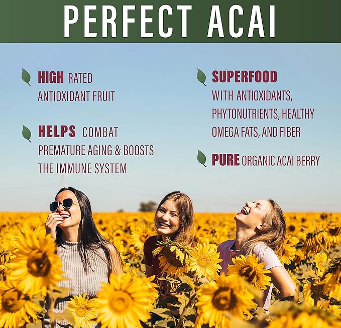 Perfect Supplements – Perfect Acai – 120 Capsules – Pure Organic Freeze-Dried Acai Berry Superfood - Powerful Antioxidants - Immune Support – 3 Pack