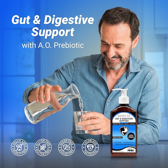 BAXYL &amp BaxylGI Bundle Pack - (6 fl oz Each) - Hyaluronic Acid Joint Supplement &amp Hylarunonan Amaferm Prebiotic Digestive Supplement.