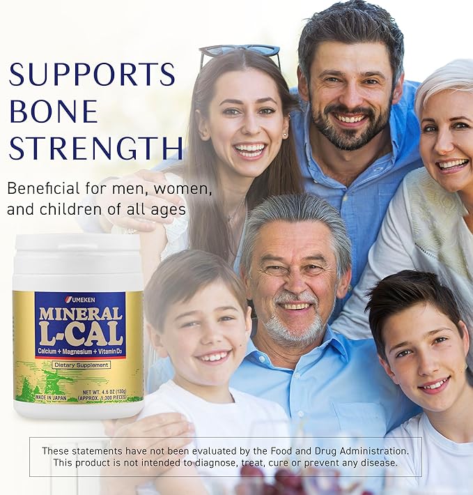 Umeken Mineral L-Cal Calcium with Vitamin D3 2 Month Supply Water Soluble Ball Format with Magnesium &amp Minerals Fast Absorbing Calcium Magnesium D3 Supplement 1300 Balls 130g Pack of 1