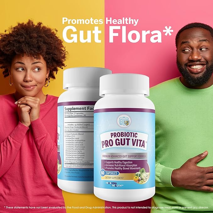 Probiotic Pro Gut Vita - Gut Health Support Probiotic &amp Vitamin Formula - Promote Healthy Digestion Nutrient Absorption Bowel Movements - Help Improve Gut Microbiome for Additional Health Benefi