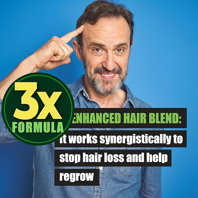 3X Formula Natural Prostate Health Supplements for Men - Saw Palmetto Reduce Nighttime Bathroom Trips + Hair Growth/Hair Loss Prevention 2-Mons (60 Count (Pack of 1))