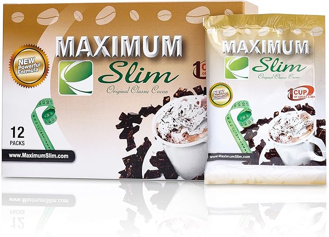Maximum Slim Premium Instant Cocoa – Creamy Delicious 4-in-1 Formula with Natural Herbal Extracts for Energy &amp Vitality Maximum Satisfaction &amp Taste. No Side Effects (Laxative-Free) –USA Mad