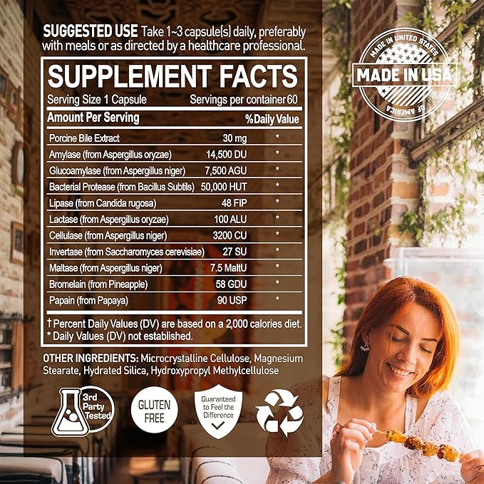 NANOWELL Enzyme Premium S Digestive Health Supplement Multi Enzymes Bromelain from Pineapple Papain from Papaya - 60 Capsules X 2 Bottles (120 Count)