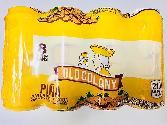 OLD COLONY PIÑA - Puerto Rico's Favorite Pineapple Flavored Soda - 12 oz cans - 8 Pack
