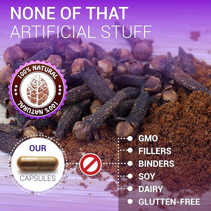 Cloves Capsules - Natural Dietary Supplement - Rich in Vitamins Minerals Manganese Fiber - May Help Strengthen Bones Promote Digestive Function Antioxidant Support - 100 Caps