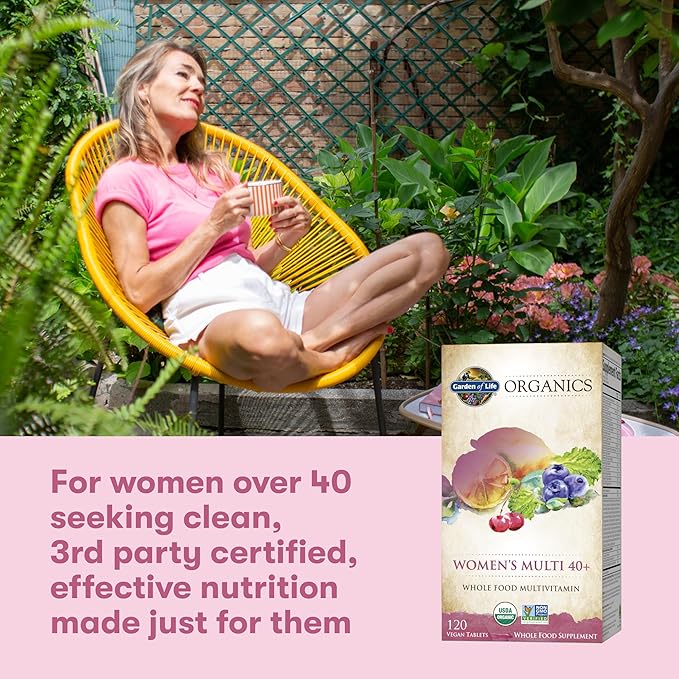 Garden of Life Multivitamin for Women 40 Plus Organics Womens Vitamins Hormone &amp Breast Health Support Blend Vegan 120 Tablets