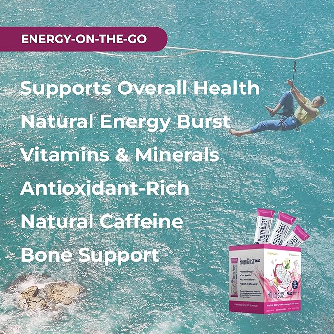 Youngevity ProJoba Pollen Burst™ Dragon Fruit - Clean Natural Energy Supplement w/Green Tea Pollen Extract GliSODin® - Increase Focus Brain Boost Endurance Mental Clarity (30 Sticks)