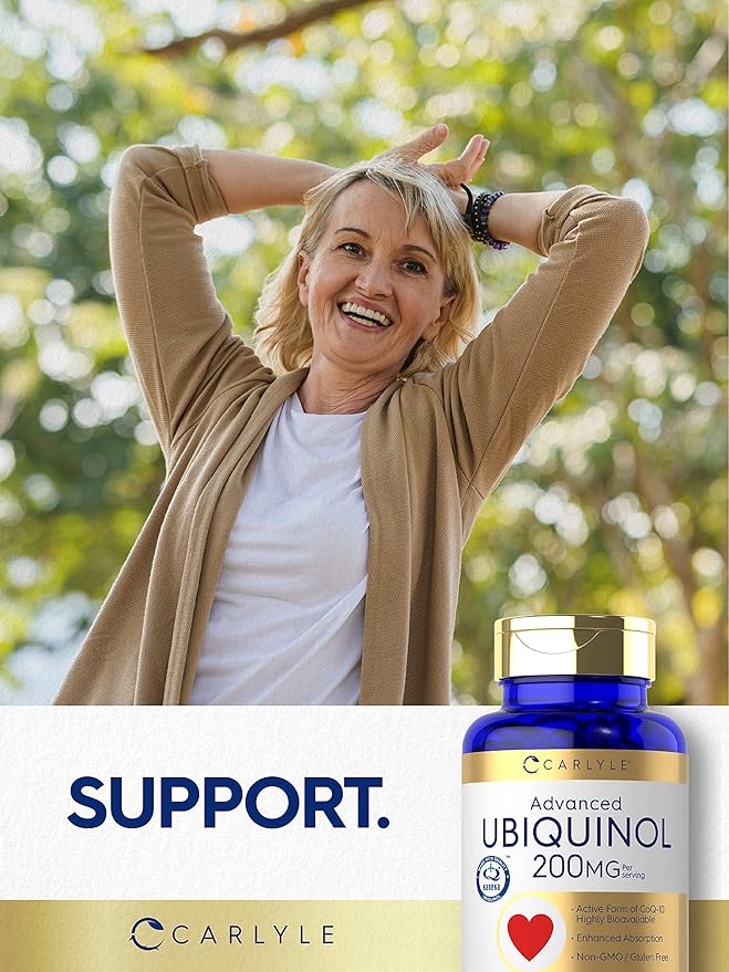 Carlyle Ubiquinol 200mg | 60 Softgels | High Absorption | Active Form of CoQ10 | Non-GMO Gluten Free Supplement