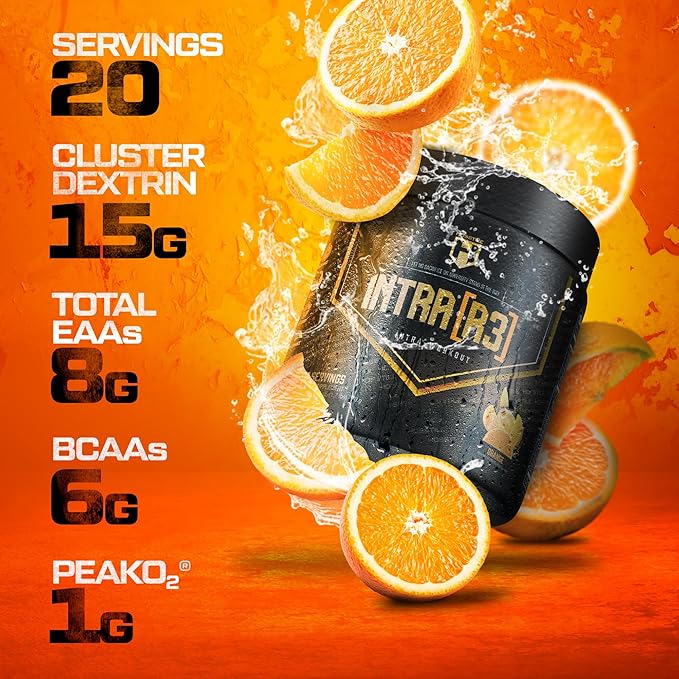 HOSSTILE Intra[R3] Intra Workout Powder EAA &amp BCAA Drink with Carbs Enhance Energy &amp Endurance Build Lean Muscle &amp Improve Recovery Orange 20 Servings